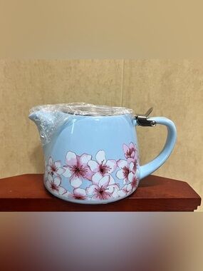 Alfred Ceramic And Stainless Steel blue floral  Teapot